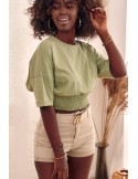 Short T-shirt with a wide cuff khaki MP14546 - Online store - Boutique